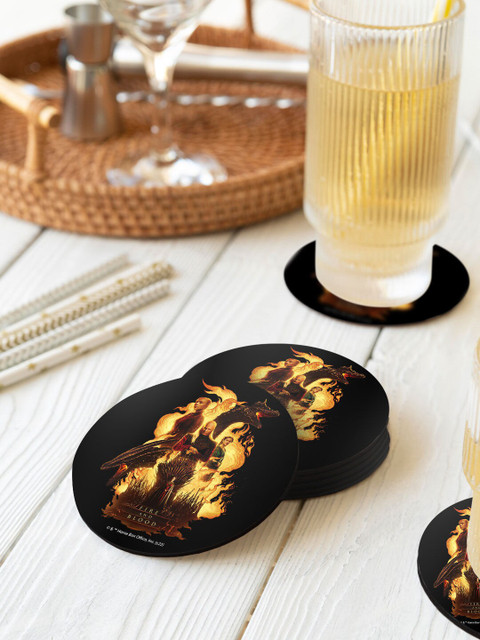 

macmerise Set Of 6 Black & Yellow HOD Fire & Blood Team Coasters