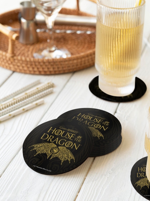 

macmerise Set Of 6 Printed Coasters, Black