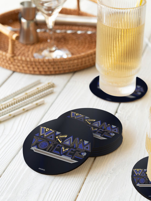 

macmerise Set Of 6 Printed Coasters, Black