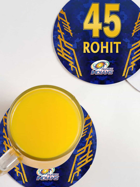 

macmerise Set Of 6 Mumbai Indians Gear Up Printed Circular Coasters, Blue