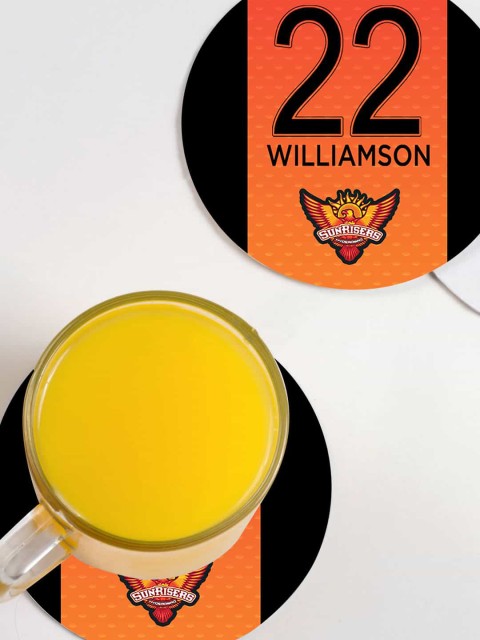 

macmerise Set Of 6 Printed Sunrisers Hyderabad Gear Up Designed Circular Coasters, Orange