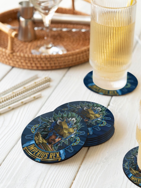

macmerise Set Of 6 Black Panther Imperius Rex Printed Circular Coasters