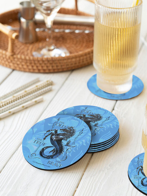 

macmerise Set Of 6 Blue & Black HOD House Velaryon Sigil Design Printed Circular Coasters