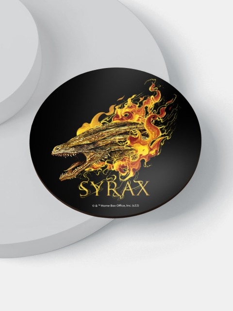 

macmerise Set Of 6 HOD Syrax Design Printed Circular Coasters, Black