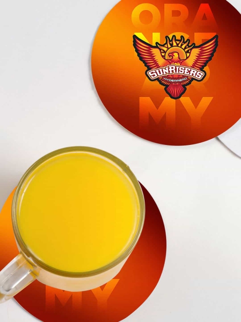 

macmerise pack Of 6 Orange Colored SRH Orange Army Printed Coasters