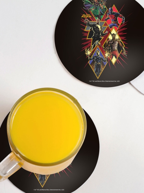 

macmerise pack Of 6 Black Printed Designed Circular Coasters
