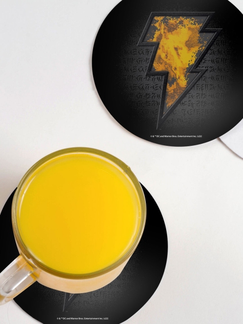 

macmerise Pack Of 6 Black Thunder Designed Circular Coasters