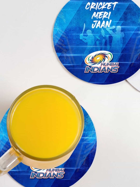 

macmerise Set Of 6 Blue Printed MI Paltan Designed Circular Coasters