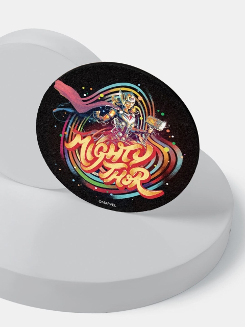 

macmerise Pack Of 6 Black Bifrost Mighty Thor Designed Circular Coasters