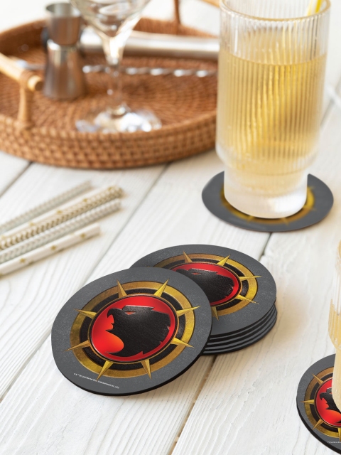 

macmerise pack Of 6 Grey & Black Hawk Bevel Designed Circular Coasters