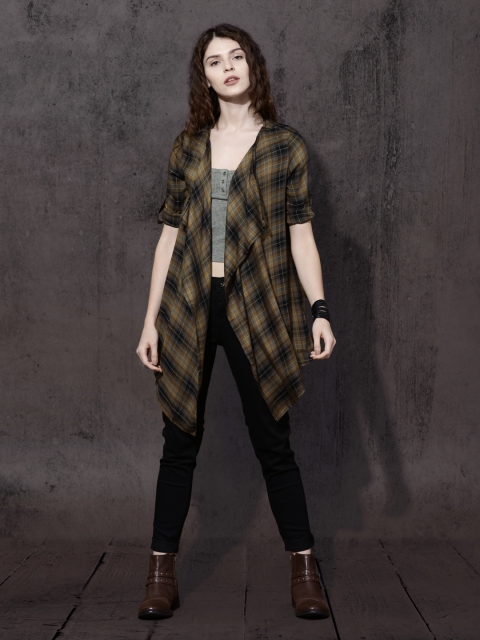 

Roadster Brown & Black Checked Front-Open Shrug