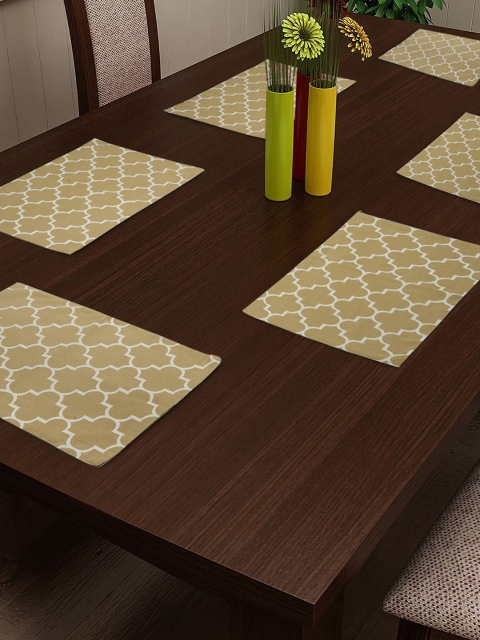 

RANGRAGE Brown & White Set of 6 Printed & Handcrafted Tablemats