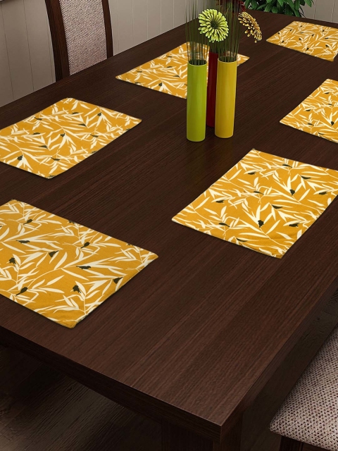 

RANGRAGE Yellow & White Set of 6 Printed & Handcrafted Tablemats