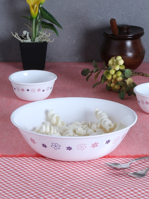 

Corelle Livingware Floral Fantasy White Set of 5 Vitrelle Glass Printed Pudding Bowls