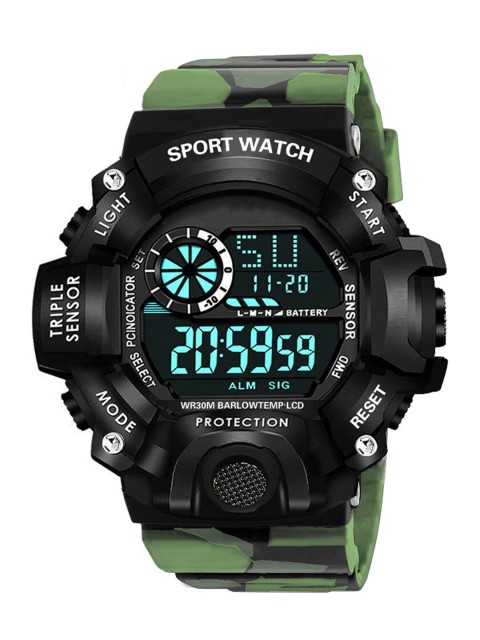 

Shocknshop Men Black Dial & Grey Straps Digital Multi Function Watch, Green