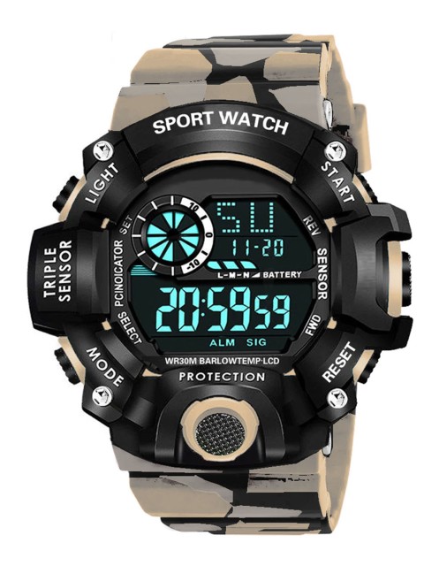 

Shocknshop Men Black Dial & Black Straps Digital Multi Function Watch, Beige