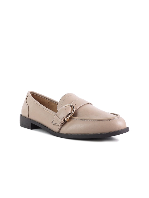 

London Rag Women Beige Textured PU Loafers