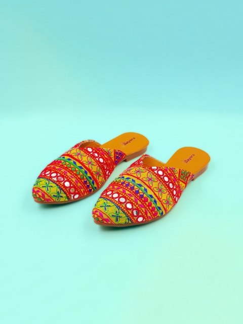 

Sayera Women Yellow Embellished Ethnic Mules Flats