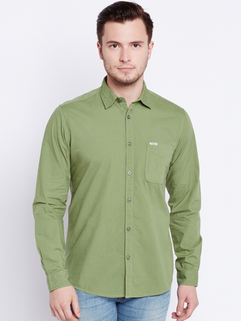 

Pepe Jeans Men Olive Green Solid Casual Shirt