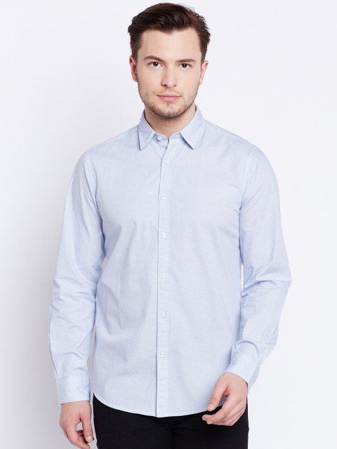 

Pepe Jeans Men White & Blue Regular Fit Printed Casual Shirt