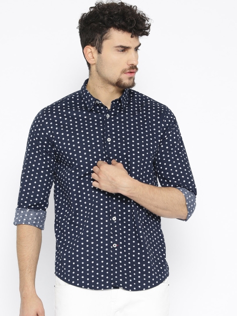 

Pepe Jeans Men Navy Blue & White Printed Casual Shirt