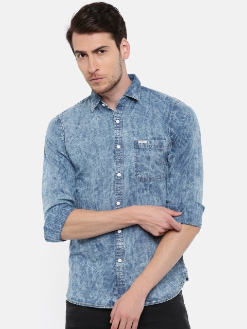 

Pepe Jeans Men Blue Slim Fit Faded Casual Shirt