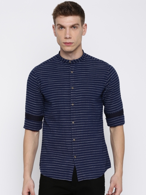 

Pepe Jeans Men Blue Regular Fit Self-Design Casual Shirt