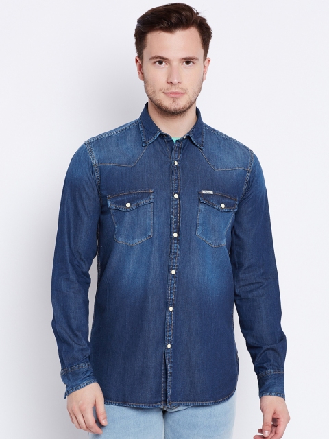 

Pepe Jeans Men Blue Regular Fit Faded Denim Shirt