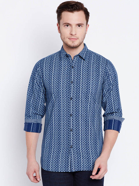 

Pepe Jeans Men Blue Slim Fit Printed Casual Shirt