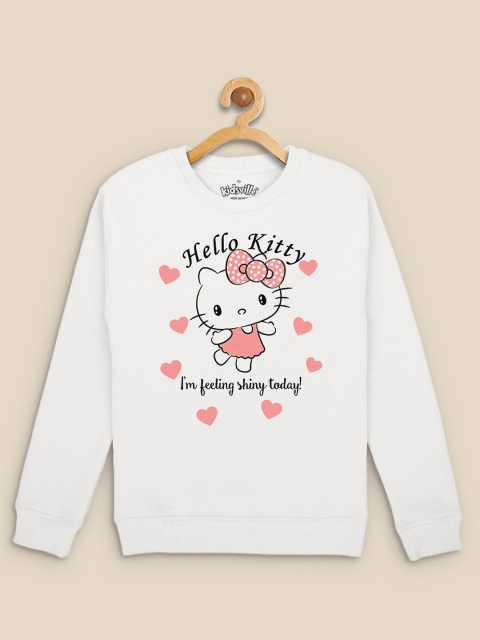 

Kids Ville Girls White Printed Sweatshirt