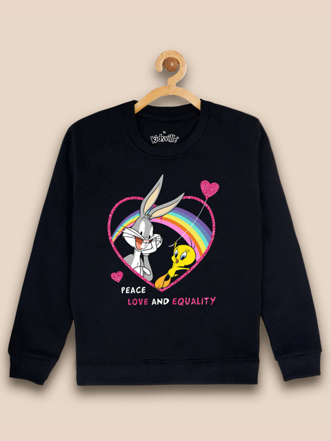 

Kids Ville Girls Black Printed Sweatshirt