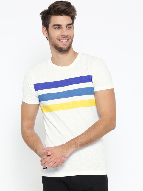 

Pepe Jeans Men White Striped Round Neck T-shirt