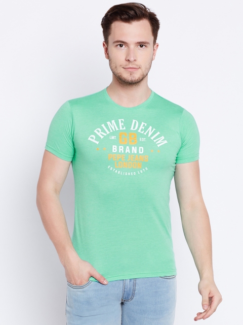 

Pepe Jeans Men Sea Green Printed Round Neck T-shirt