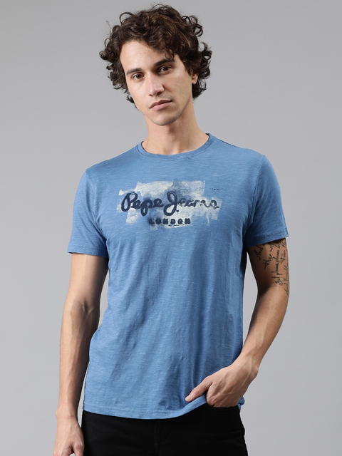 

Pepe Jeans Men Blue Printed Slim Fit Round Neck T-shirt