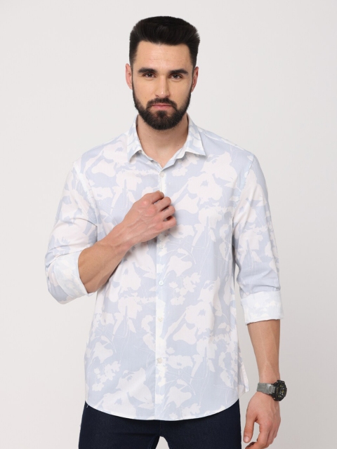 

Jean Cafe Men Blue & White Premium Slim Fit Printed Pure Cotton Casual Shirt