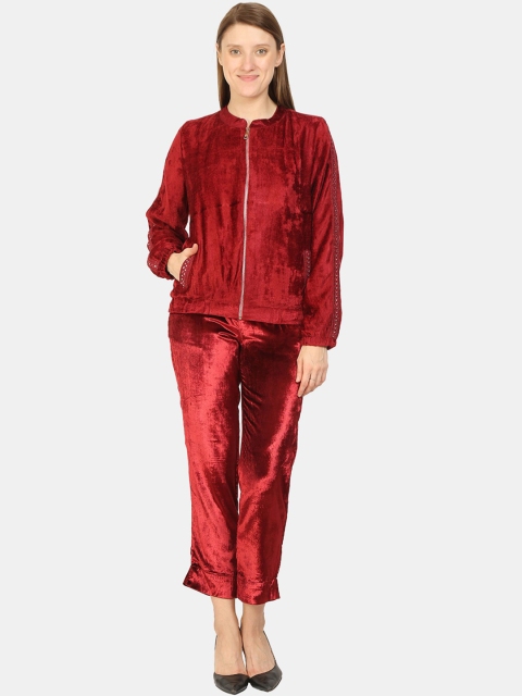 

bellamia Women Maroon Smart Slim Fit Trousers