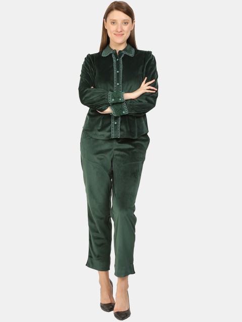 

bellamia Women Green Smart Slim Fit Trousers