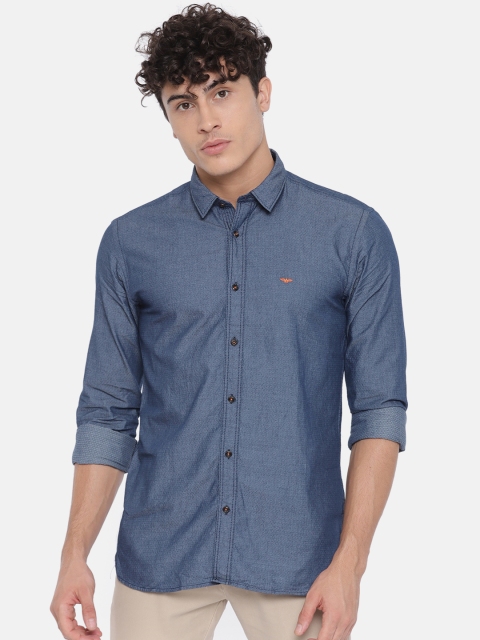 

Park Avenue Men Blue Slim Fit Self-Design Casual Shirt