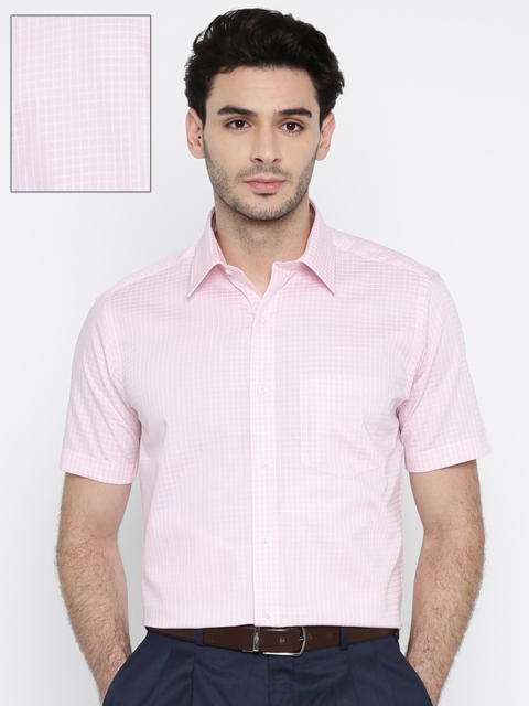 

Park Avenue Men Pink & White Regular Fit Checked Formal Shirt