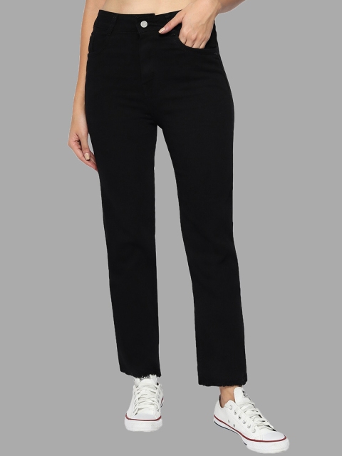 

LIVE OK Women Black Boyfriend Fit High-Rise Mildly Distressed Stretchable Jeans