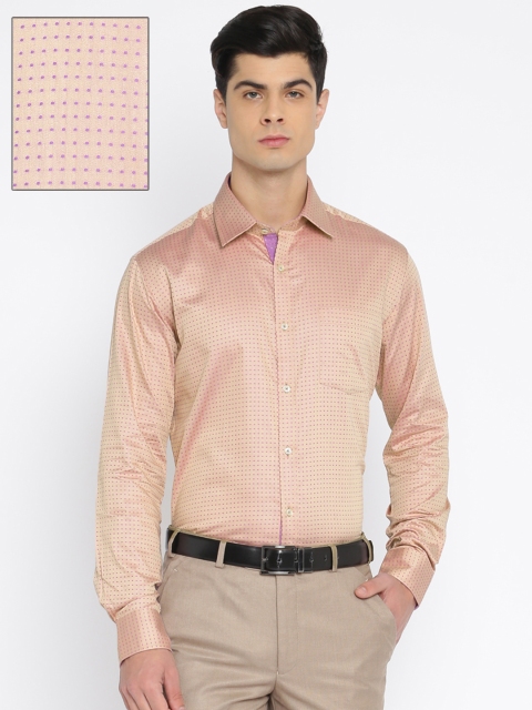 

Park Avenue Men Peach-Coloured Slim Fit Self Design Party Shirt