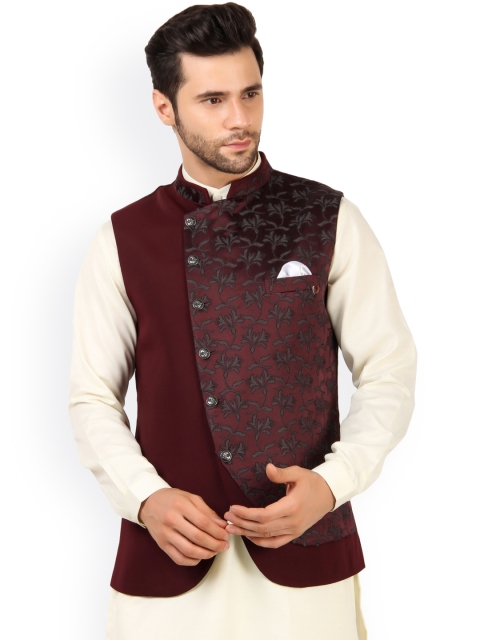 

MAXENCE Men Brown & Black Printed Nehru Jacket