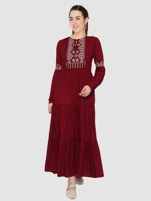 

shashvi Women Maroon Geometric Embroidered Anarkali Kurta