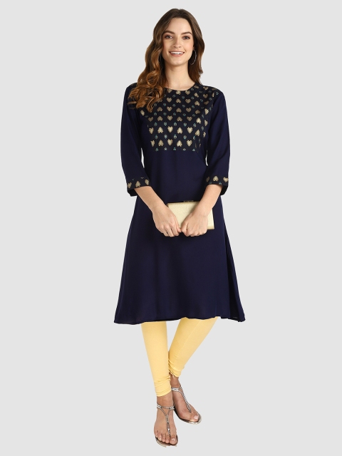 

shashvi Women Blue Ethnic Motifs Printed Kurta