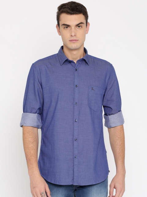 

Parx Men Blue Slim Fit Solid Casual Shirt