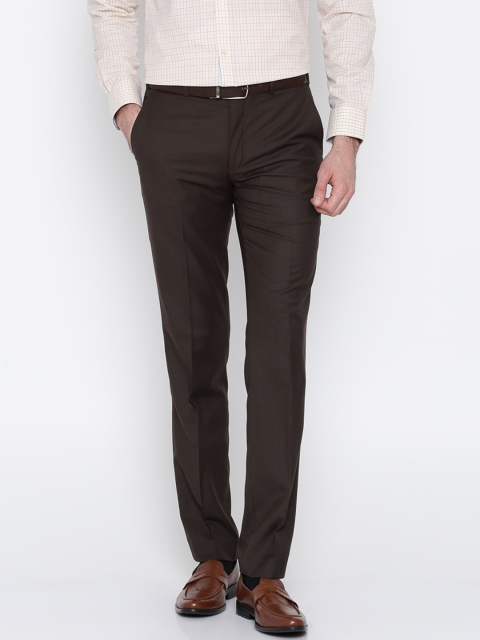 

Park Avenue Men Brown Super Slim Fit Solid Formal Trousers