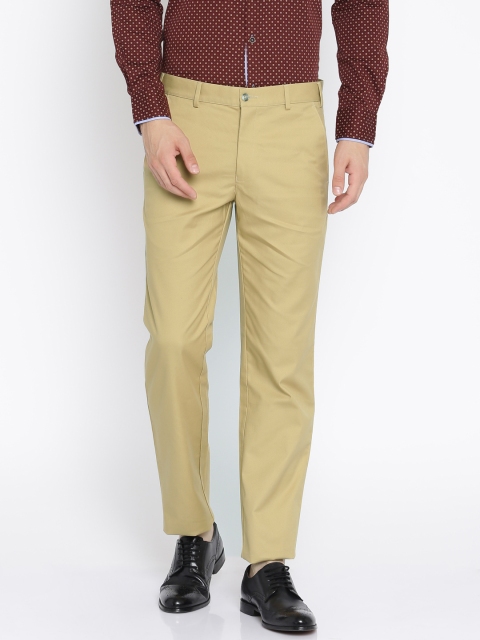 

Park Avenue Men Beige Super Slim Fit Self Design Regular Trousers