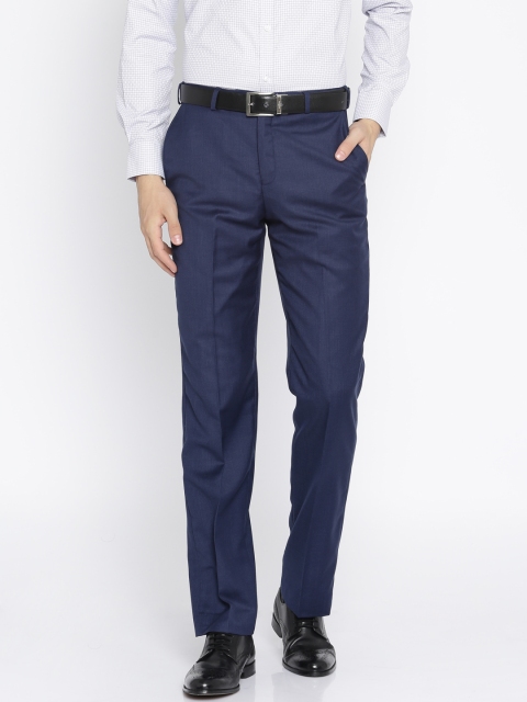 

Park Avenue Men Blue Slim Fit Self Design Formal Trousers