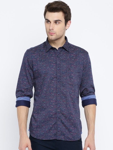 

Parx Men Blue Slim Fit Printed Casual Shirt