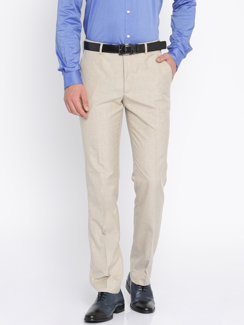 

Park Avenue Men Beige Regular Fit Solid Formal Trousers